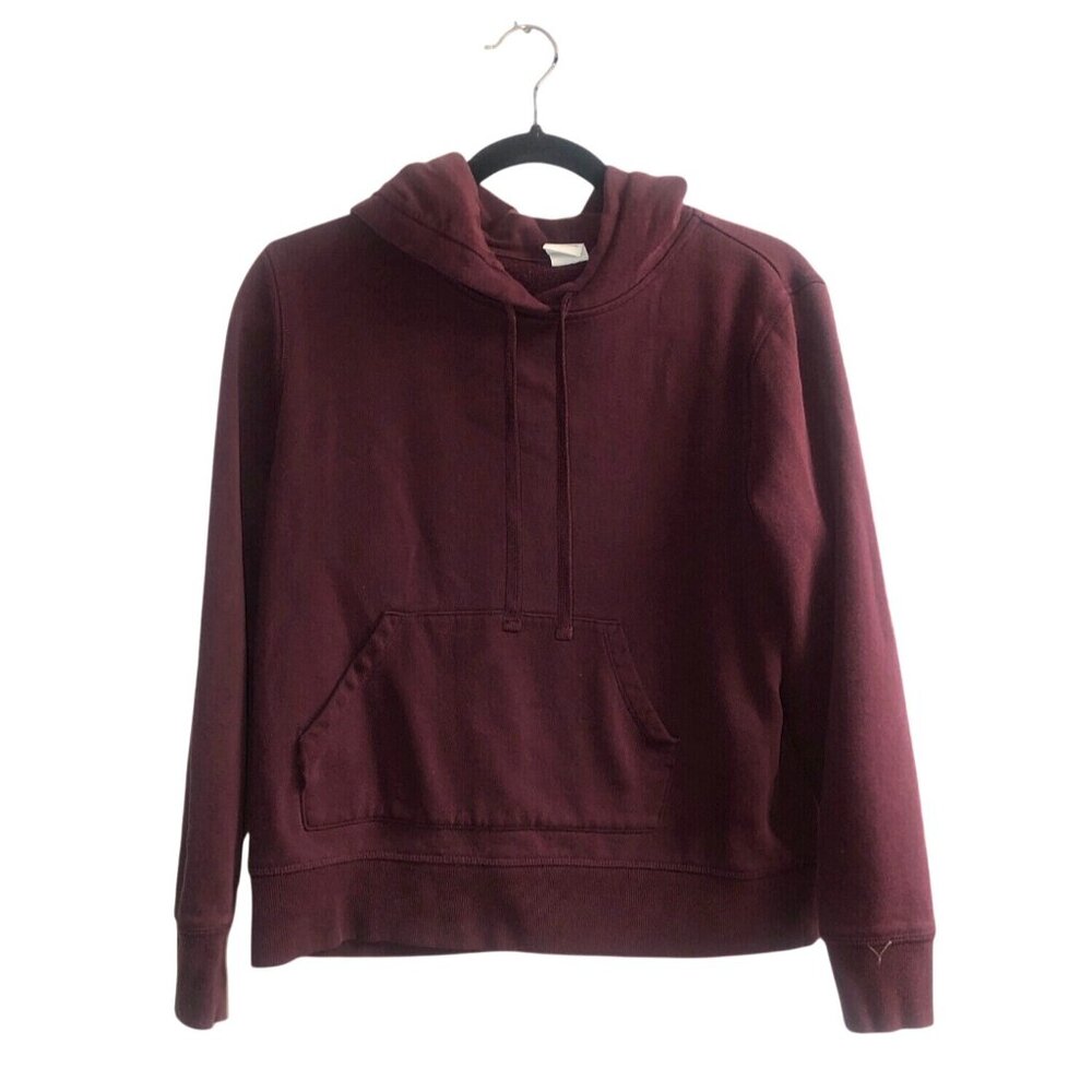 AMAZON ESSENTIALS- WOMENS BURGUNDY PULLOVER KANGAROO POCKET HOODIE SIZE MEDIUM